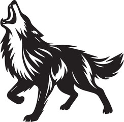 Howling Wolf Vector Silhouette - Wild Animal Logo Illustration