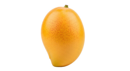 Isolated T44 variety Mango fruit showing vibrant golden hue, close-up studio shot