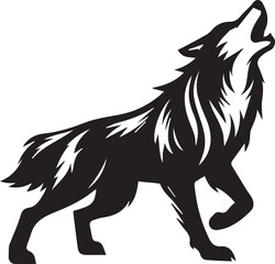 Howling Wolf Vector Silhouette - Wild Animal Logo Illustration