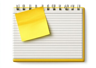 A yellow notepad with a sticky note