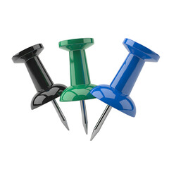 Set of three push pin on a transparent background