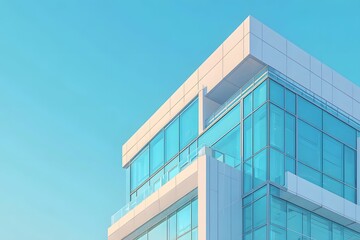Obraz premium building inspires serene awe with crisp glass panels and clean lines under clear sky