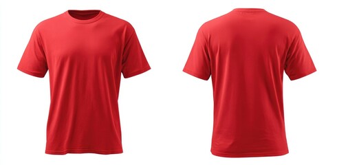 Red blank t-shirt front and back view