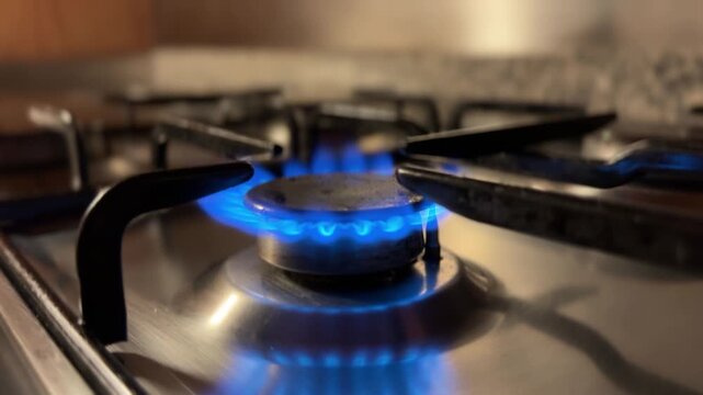 Gas stove burner in action
