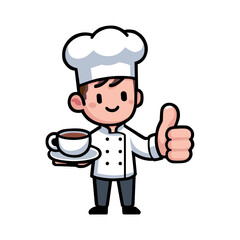 Chef with Coffee Cup Giving a Thumbs Up