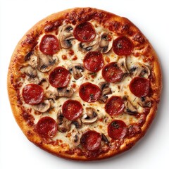 Round pizza with pepperoni and mushrooms (2)
