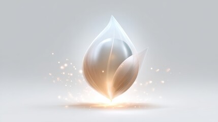 Fototapeta premium Abstract illustration of a glowing pearl within delicate petals.