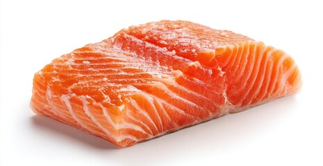 Single salmon fillet, fresh and whole, presented