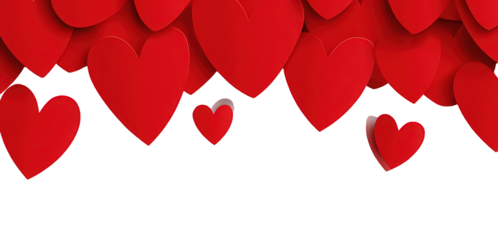 Red Hearts Falling Against Black Background