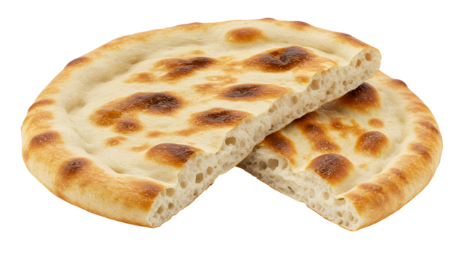  Naan Bread Broken into Two Pieces