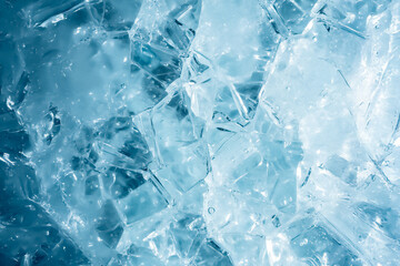 Close Up Crystal Ice Texture with Shiny Blue Surface