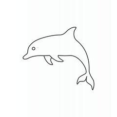 Dolphin Line Art Vector Illustration on White Background