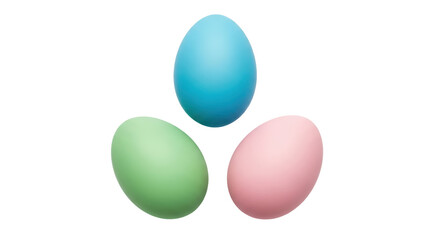 Isolated group of pastel colored Easter eggs for springtime holiday decoration, vibrant