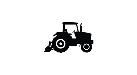 Simple black silhouette of a classic tractor with large rear wheels