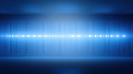 An abstract view of a server room with a atmospheric glow from numerous blue LED lights creating a gradient effect.