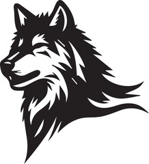 Howling Wolf Vector Silhouette - Wild Animal Logo Illustration