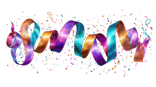 Colorful Ribbons and Confetti Celebration Design