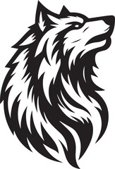 Howling Wolf Vector Silhouette - Wild Animal Logo Illustration