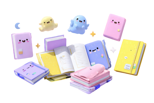Cute Pastel Books and Ghosts