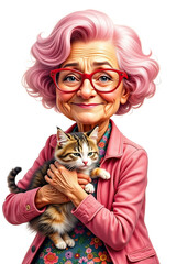Ai una donna con i capelli rosa tiene in braccio un gatto 02