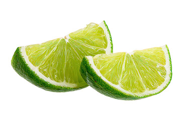 Two Lime Slices Isolated On Black Background