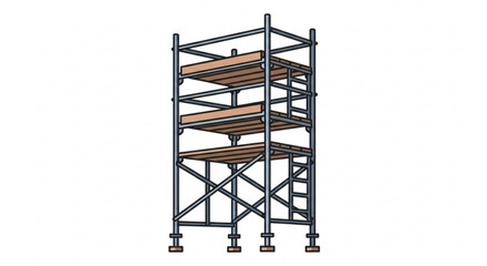 Illustration of a scaffolding structure, a temporary structure used to support people and material in the construction or repair of buildings