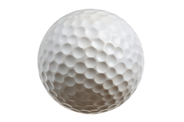 Close Up of a White Golf Ball on Transparent Background