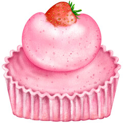 pink cupcake with strawberry