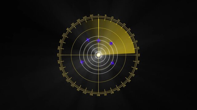 Abstract radar animated green in dark background. Radar Navigation is looking for objects. Searching process in futuristic interface Digital radar screen with targets on monitor in searching