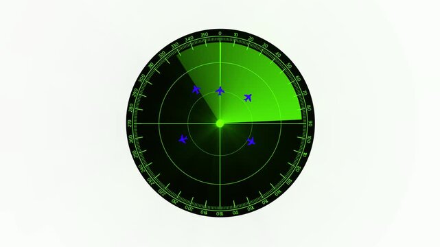 Abstract radar animated green in dark background. Radar Navigation is looking for objects. Searching process in futuristic interface Digital radar screen with targets on monitor in searching