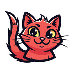 Playful feline: A digitally crafted graphic design captures the essence of a cheerful cartoon cat, its bright eyes, cheerful grin and vibrant coat radiating joy and positivity. 