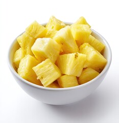 Cubed pineapple in a white bowl (6)