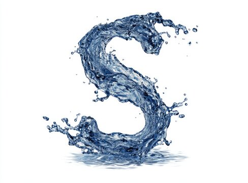 Water splashes forming the letter S