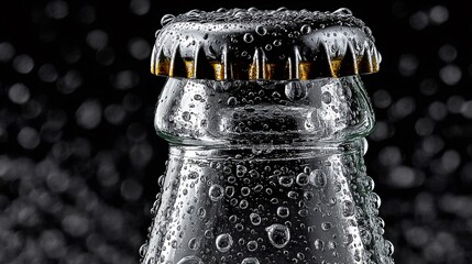 Cold drink bottle with water drops and condensation