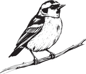 Bird Sparrow. Hand drawn vector illustration