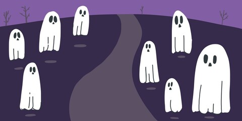 halloween cute ghost design trick or treat illustration	