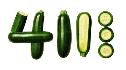 Green Glitter Zucchini Forming Number 400 on Black Background