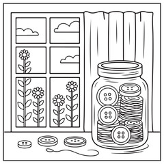 Spring Window Serenity Coloring Pages
