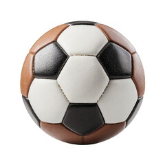Round soccer ball, brown, white, black panels