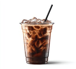 Iced coffee in a clear plastic cup