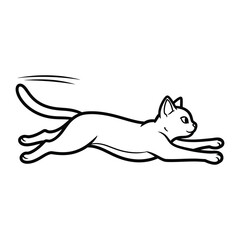 Agile feline silhouette: A sleek, stylized outline of a cat in mid-leap, gracefully navigating an invisible path, suggesting speed, agility, and the cat's natural elegance.