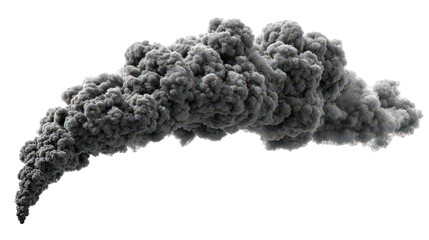 Grey Smoke Plume Isolated on Transparent Background