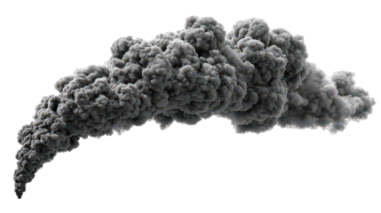 Grey Smoke Plume Isolated on Transparent Background