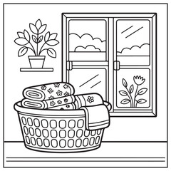 Spring Window Serenity Coloring Pages