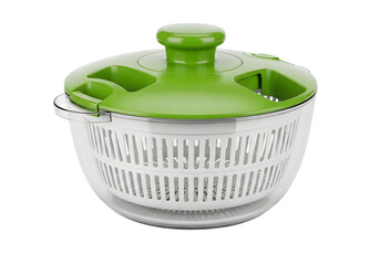 Salad spinner isolated on transparent background, a kitchen tool for washing and drying salad greens, vegetables, and herbs, ensuring crisp and fresh ingredients