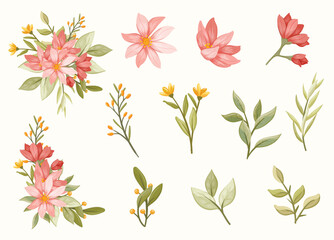 watercolor flowers vector illustration
