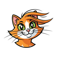 Radiant Feline Portrait: A vibrant cartoon of a cheerful cat with radiant eyes, perfect for playful designs and delightful storytelling. 