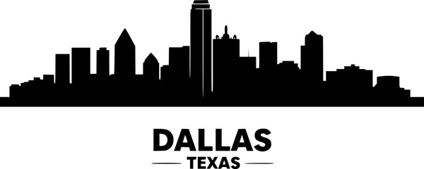 Obraz premium Dallas skyline horizontal banner. Dallas, Texas. Vector template for your design. Vector black silhouette. with white background 