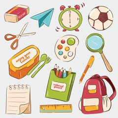 set of back to school vector illustration