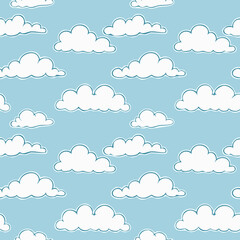 Hand Drawn Cloud Seamless Pattern Illustration Sky